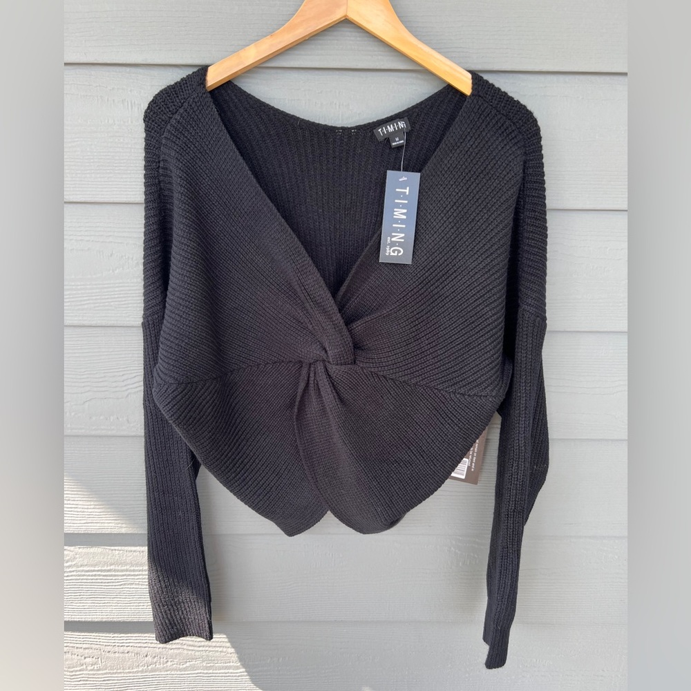 TIMING from Daily Look Knotted Knit Long Sleeve Sweater